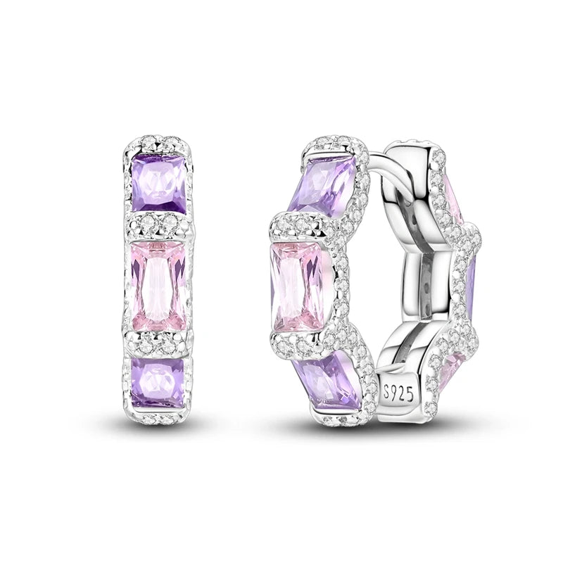 2024 neue 925 Sterling Silber Hoop Ohrringe Blumen Zirkon Ohrringe Stud Für Frau Feine Geburtstag Hochzeit Partei Schmuck Geschenke