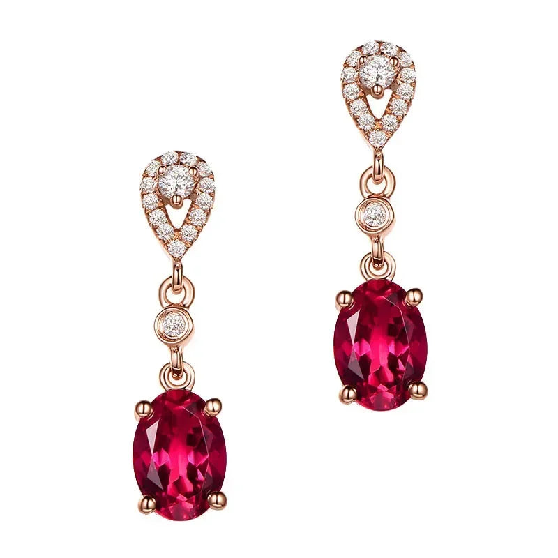 Real 14K Gold Jewelry Earring Women Fine Aros Mujer Oreja Pink Earrings for Women Orecchini 14 K Yellow Gold Bizuteria Jewelry