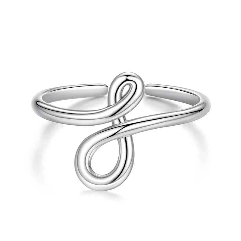 BAMOER 925 Sterling Silber Unendlicher, eleganter offener Ring, Verdrehter Liebesring für Frauen und Mädchen, minimalistisches Schmuckgeschenk zum Geburtstag oder Date