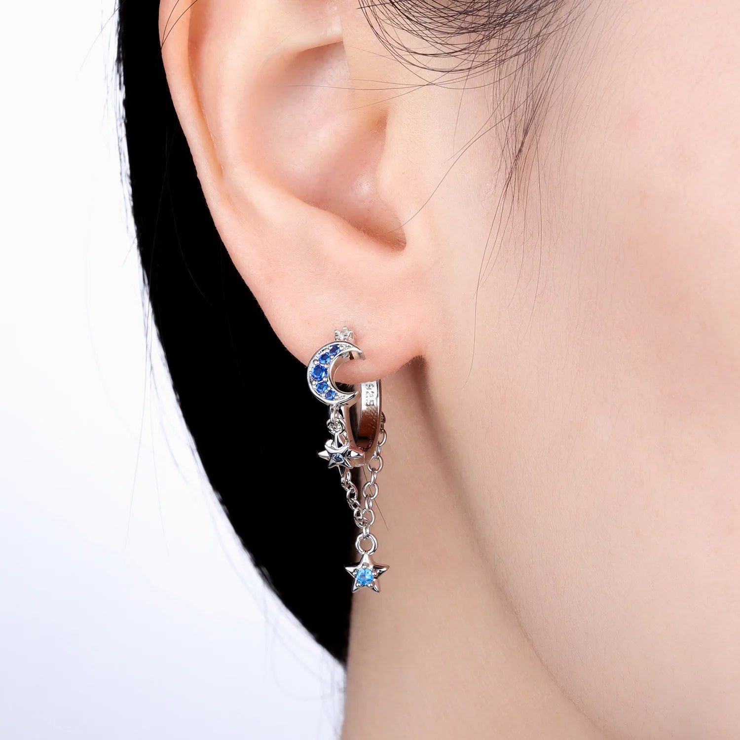 PANPOKI 925 Sterling Silver Sun Moon Stars Tassel Drop Earrings Women Earrings Charm Fashion Versatile Party Jewelry Gifts