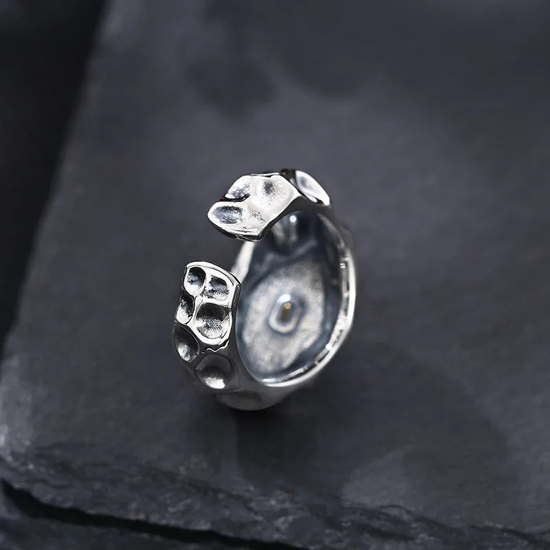 Retro Cracking Star Ring For Men Silver Color Punk Gothic Adjustable Open Ring Handmade Rock Unisex Jewelry Accessories Man Gift - Madeinsea©