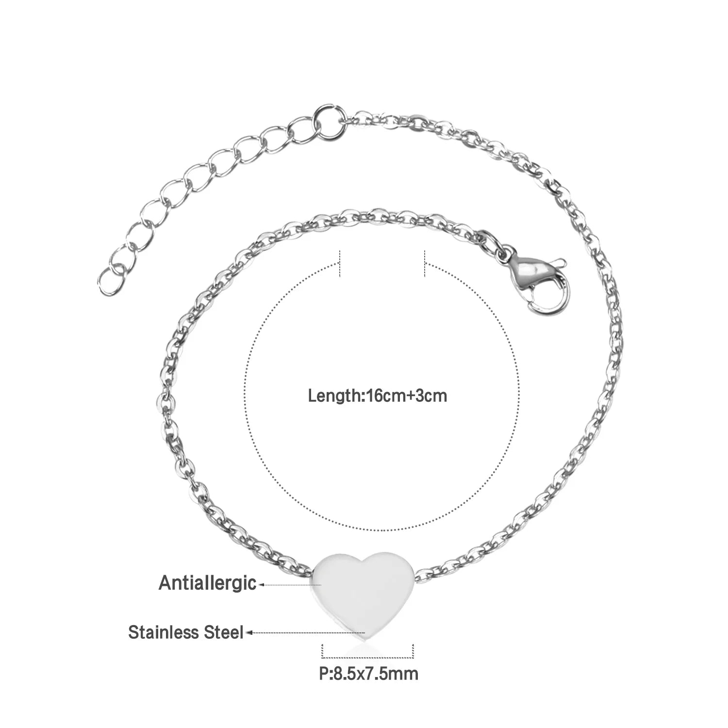 LUXUKISSKIDS Damen/Herren Ketten-Sets aus Edelstahl, Herzanhänger, Schlüsselbein-Choker-Armbänder, Schmuckset