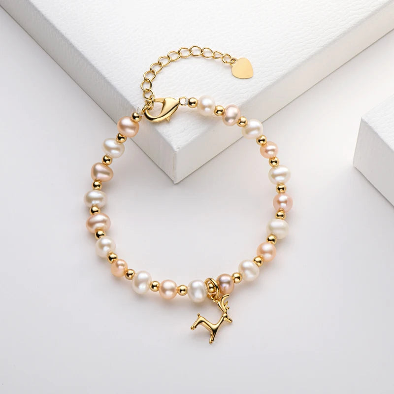 OXTAO Daily Wear 8-9mm Natural Freshwater Pearl Bracelet 925 Silver Adjustable Women'S Elegant Bracelet Jewelry Anniversary Gift