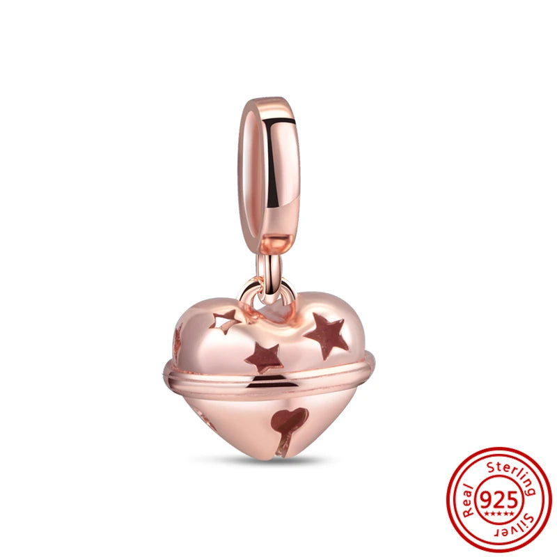 Authentic 100% 925 Sterling Silver Fit Original Pantaro Charms Bracelet Heart Round Style Simple Beads Women DIY Jewelry Making