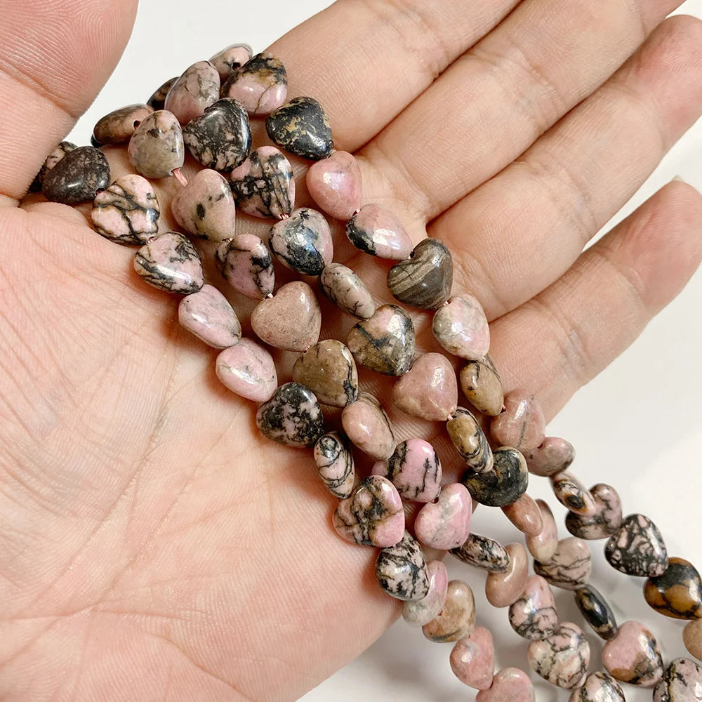 Wholesale Natural Pink Black Rhodonite Stone Beads Round Oval Rondelle Loose Spacer Gem Bead For Jewelry Making DIY Accessories