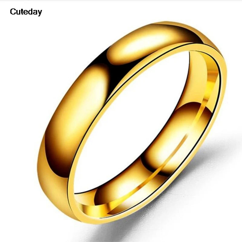 Simple 4mm 6mm Titanium Ring Women Men Prevent Allergy High Polished Wedding Rings Stainless Steel Couple Finger Jewelry Gifts