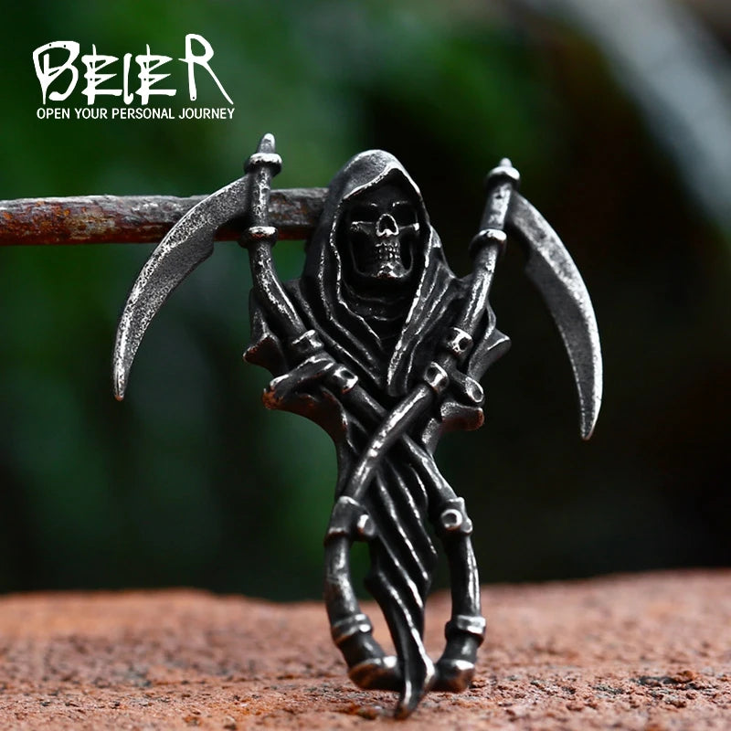 Beier 316L stainless steel Classic devil skull knife men's pendant necklace punk high quality jewelry LLBP8-431P