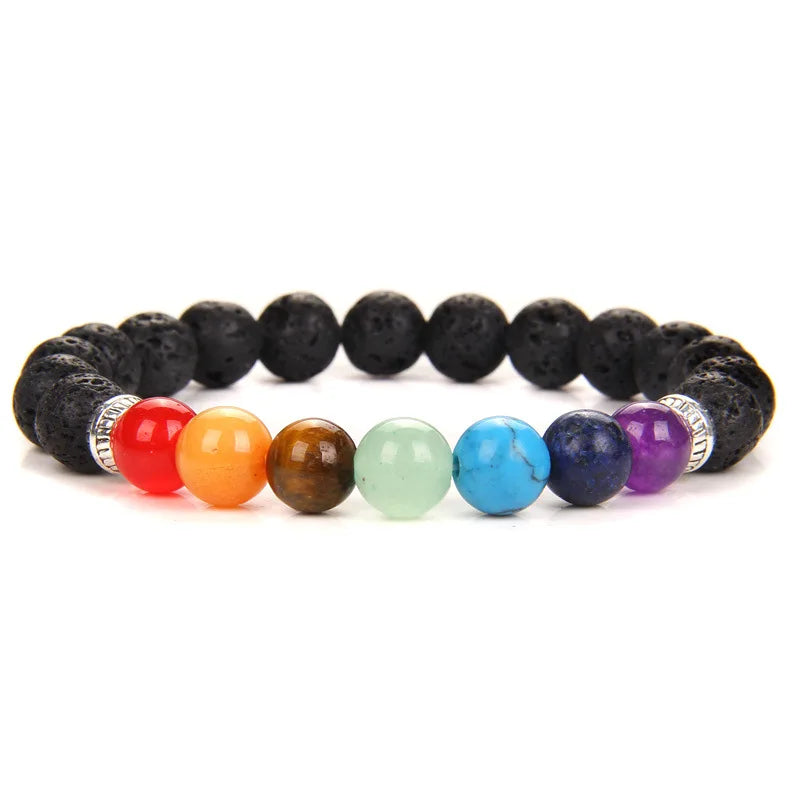 MKENDN 7-Chakra-Armbänder, buddhistisches Lotus-Amulett-Armband, Herren-Armband mit natürlichen Reiki-Steinen und Amethysten, Damen-Yoga-Schmuck