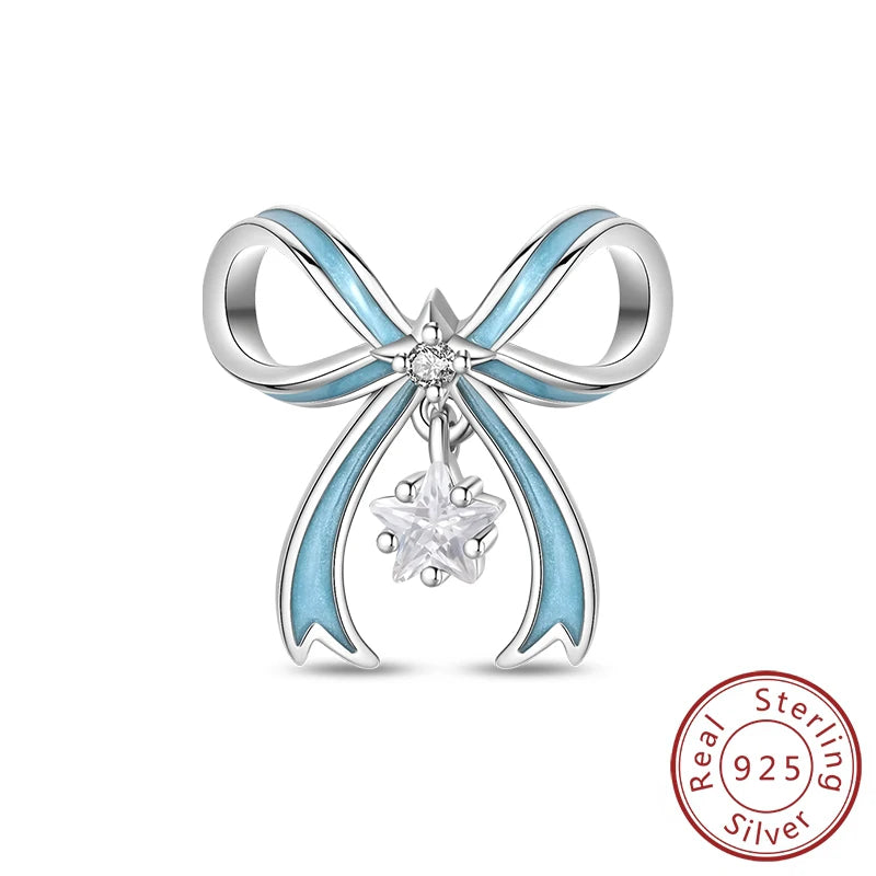 Fit Original 925 Sterling Silver Charms Beads Bows Swan Ballet Princess Pink Charms For Women Fine DIY Birthday Jewelry Gifts