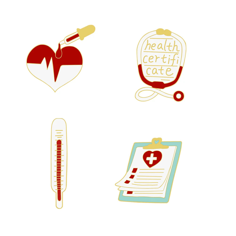 2-9Pcs/Set Cute Cartoon Tooth Brooch Doctor Nurse Mini Stethoscope Thermometer Enamel Pins Lapel Pin Badge Jewelry Gift Dentist