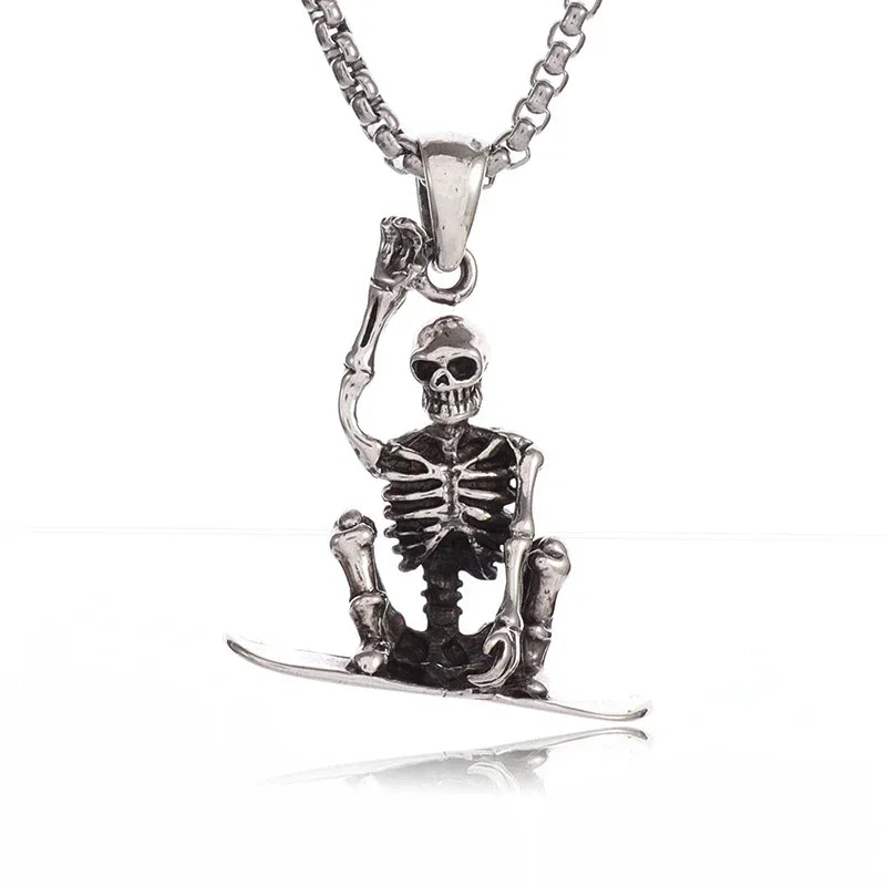 Gothic Vintage Reaper\\\\'s Scythe Necklace Life Ghost Devil Pendant Men\\\\'s Personality Halloween Trend Charm Jewelry Gift