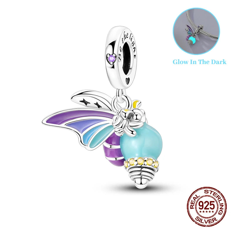 Classic 925 Sterling Silver Beads Luminous Firefly Star Chameleon Charms Pendants Fit Original Bracelet DIY Jewelry For Woman