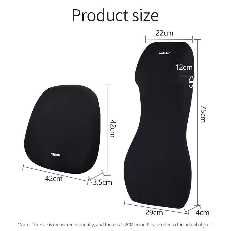 Car Leather Headrest Lumbar Support Memory Foam Car Rest Neck Pillow Back Cushion Seat Waist Supports Car Interior Accessories - Madeinsea©