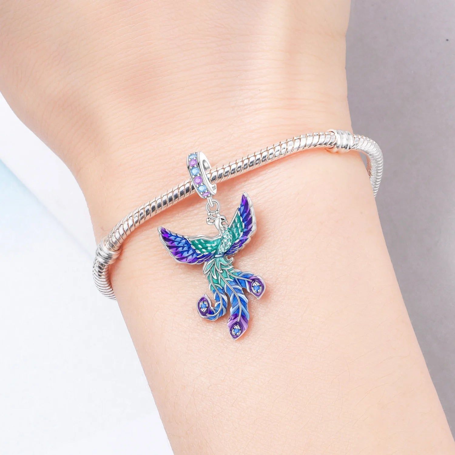 PANPOKI 925 Sterling Silver Eternal Phoenix Lucky Symbol Beads Original Pendants Bracelet Charm Jewelry Party DIY Trendy Gifts
