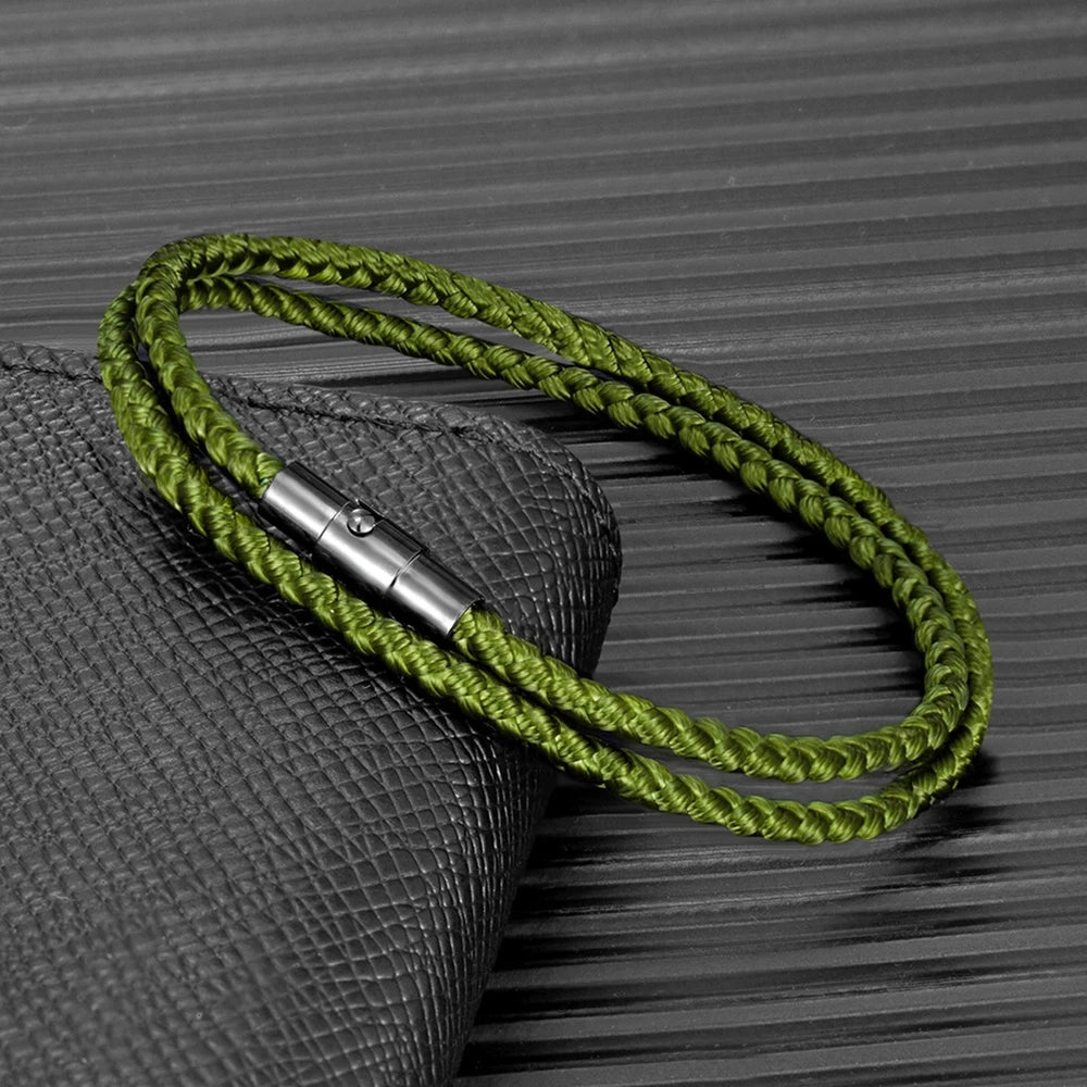 MKENDN Minimalist 3mm Keel Rope Bracelet for Men & Women Stainless Steel Magnetic Buckle Couple Jewelry Trendy Sporty Lucky Gift