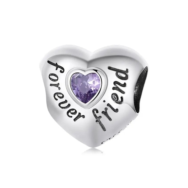 WOSTU 925 Sterling Silver Pink Love Heart Charms Bead Infinite Love Pendant Fit Bracelet Valentine Jewelry Mother's Day Gift