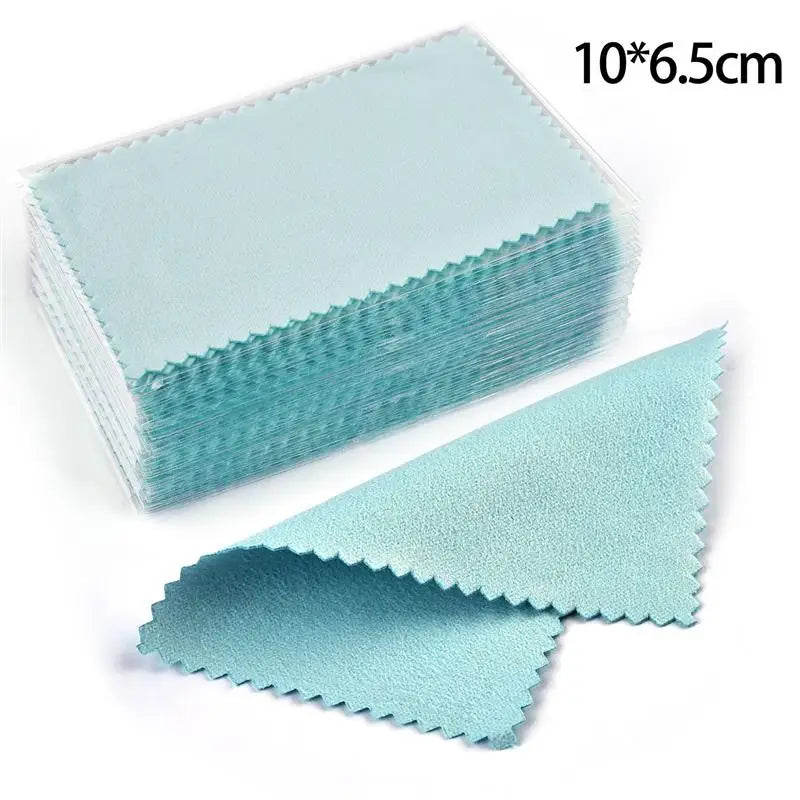 10*6.5cm/8*8cm 50pcs Silver Clean Polishing Cloth Soft Clean Wipe Wiping Cloth For Necklaces Rings Jewelry Clean Tool