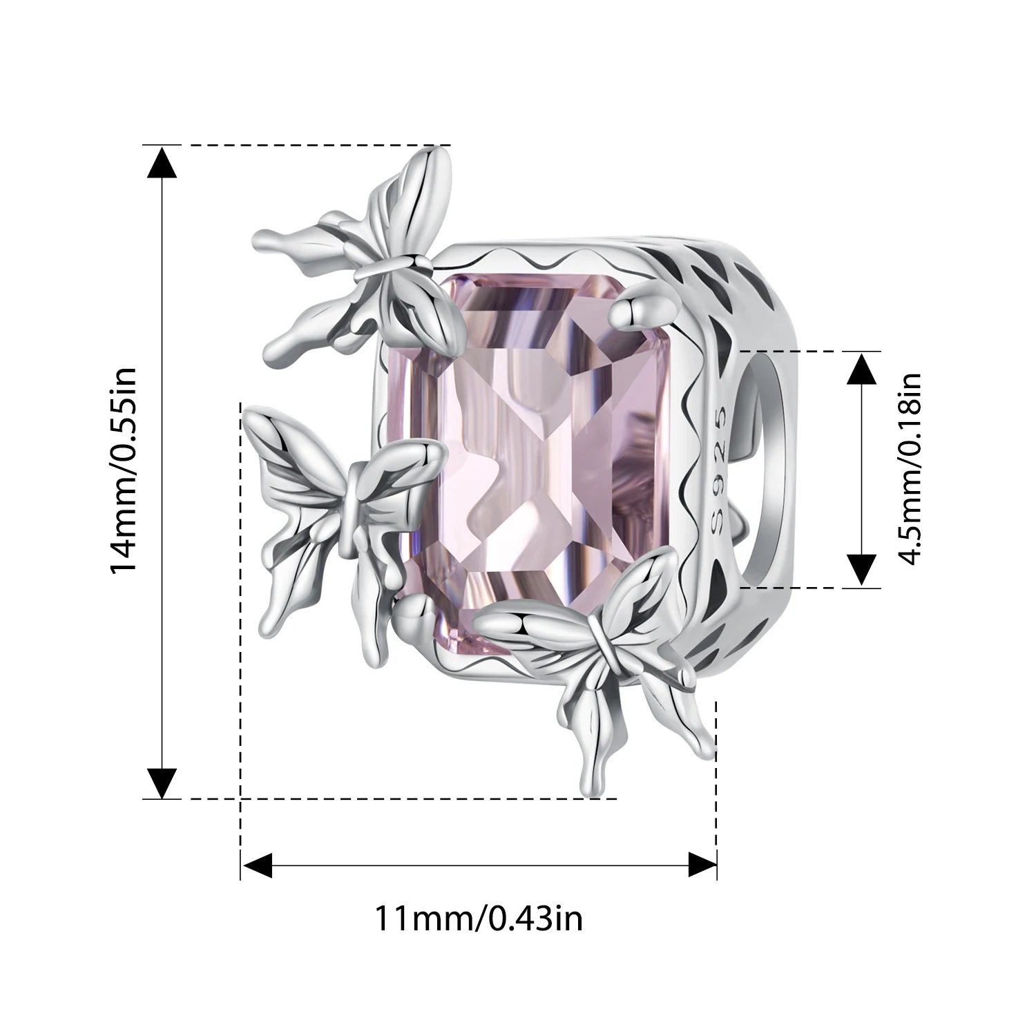 Bamoer Anhänger aus 925er Sterlingsilber in Form eines Glückskürbisses mit Schmetterlingsmotiv und Kristallzuckerperlen für Damen – DIY-Armband-Schmuckzubehör