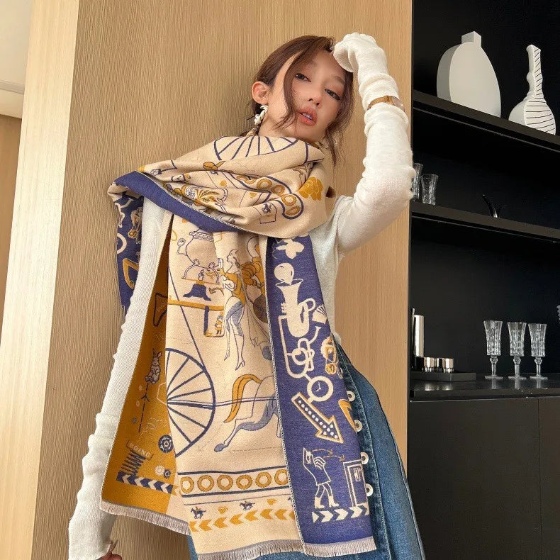 Print Cashmere Scarf Women Thick Warm Winter Blanket Brand Female Luxury Quality Shawl Wrap Bufanda 2025 Poncho Echarpe Pashmina