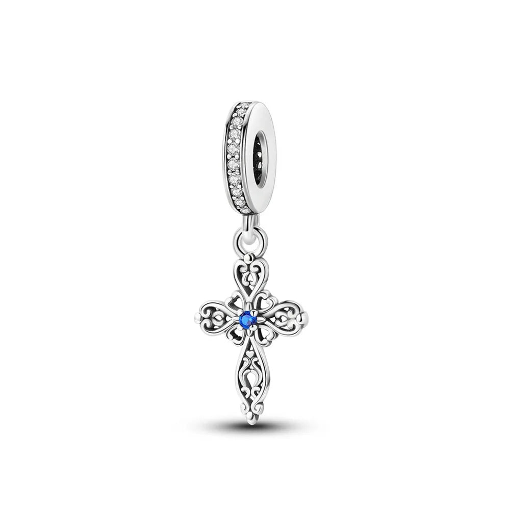 Fine religion series 925 Silver Jesus Bible Diy Bead cross Pendant Fit Original Bracelet Trinket Jewelry Figure Buddha Charm