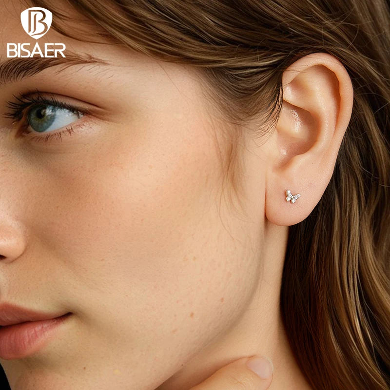 Bisaer Butterfly Moissanite Stud Earrings for Women 925 Sterling Silver VVS1 EX Delicate Lab Diamond Party Fine Jewelry Gift