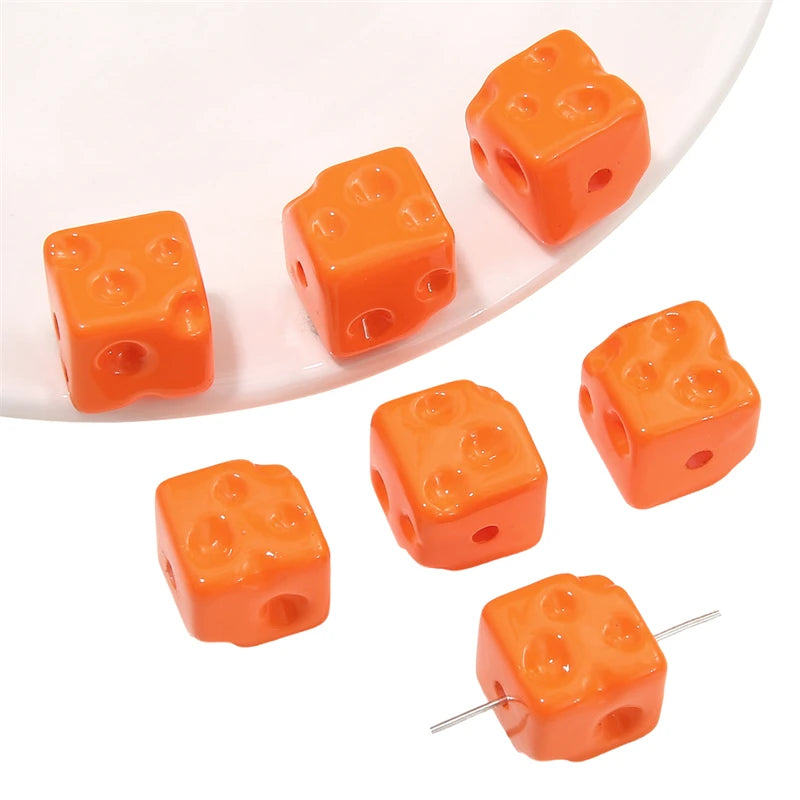 5pcs Cube Cheese Bead Acrylic Spacer Loose Beads For Jewelry Making diy Decorations Bracelet Phone Chain Keychain Accessories