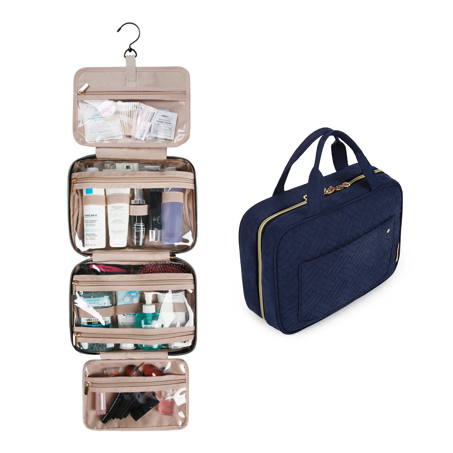 bagsmart toiletry bag travel bag with hanging hook Makeup Organizer TSA Approved Transparent Cosmetic Makeup Bag for Full Sized Toiletries, Medium-Black : Beauty & Personal Care resistant Makeup Cosmetic Bag Travel Organizer Suitable for both home and travel BAGSMART Toiletry Bag Hanging Travel
