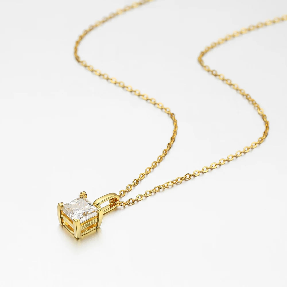 Serenity 1.2ct Princess Cut D Color Moissanite Necklace For Women Gift 100% Solid 925 Sterling Silver Pendant Neck Chain Jewelry