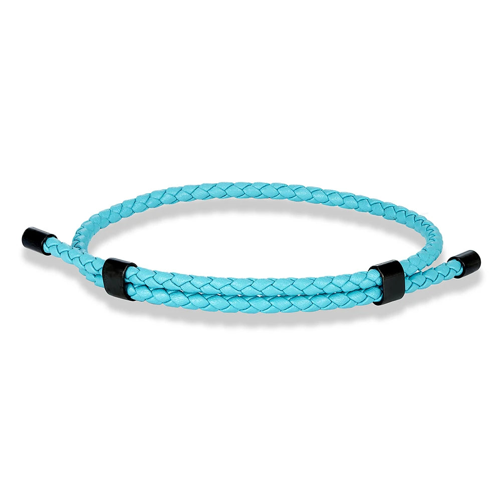 MKENDN Simple Style Men Titanium Steel Bracelet 3mm Red Leather Braided Rope Women High Quality Adjustable Charm Jewelry