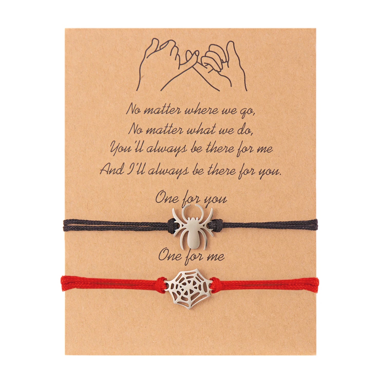 2pcs/Set Romantic Spider Web Couple Bracelet For Women Men Handmade Braided Rope Wish Card Halloween Friendship Jewelry Gifts