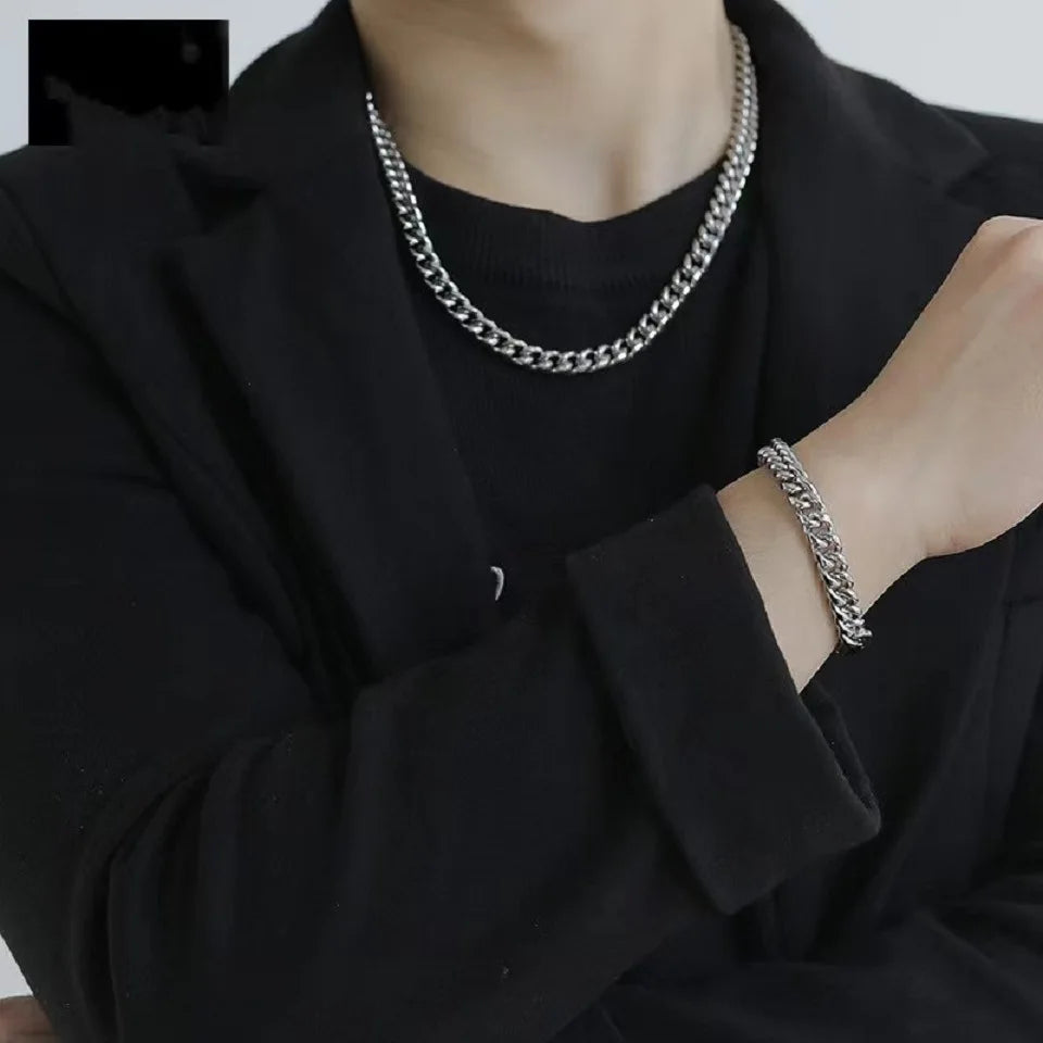 5/6/8/10/12/14mm Cuban Chain Bracelet for Men & Women Stainless Steel Curb Link Chain Wristband Durable Unisex Jewelry Gift