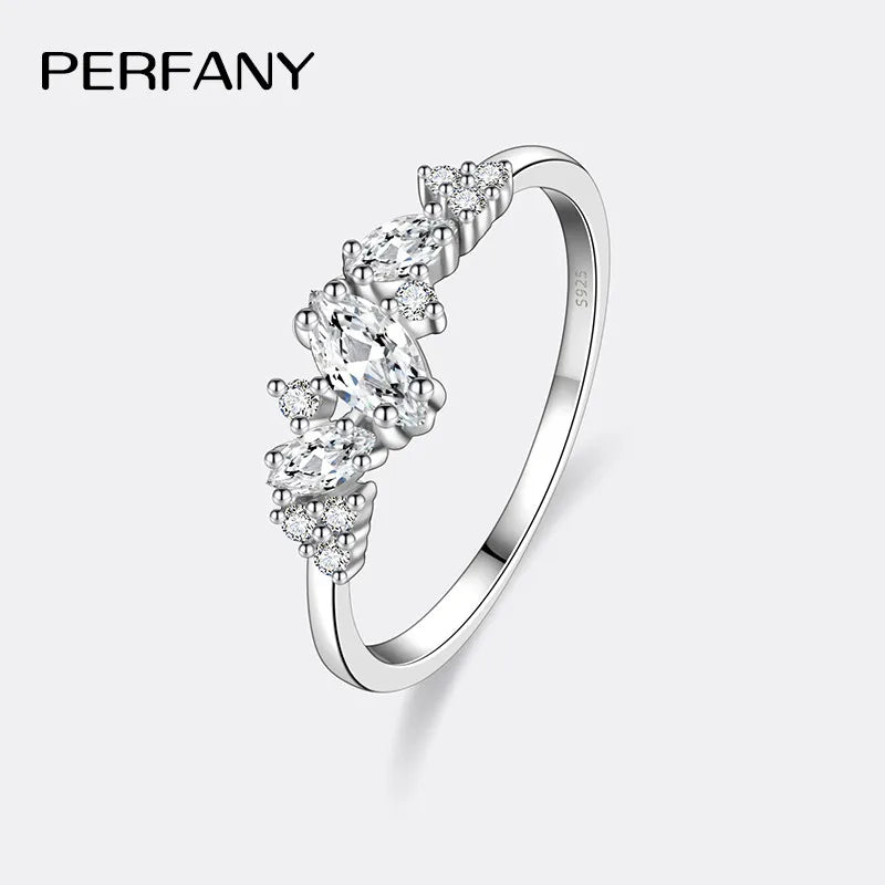 PERFANY 0.58CT Marquise Cut Moissanite Women's Ring S925 Pure Silver Laboratory Cultivated Diamond Fashion Design Jewelry - Madeinsea©