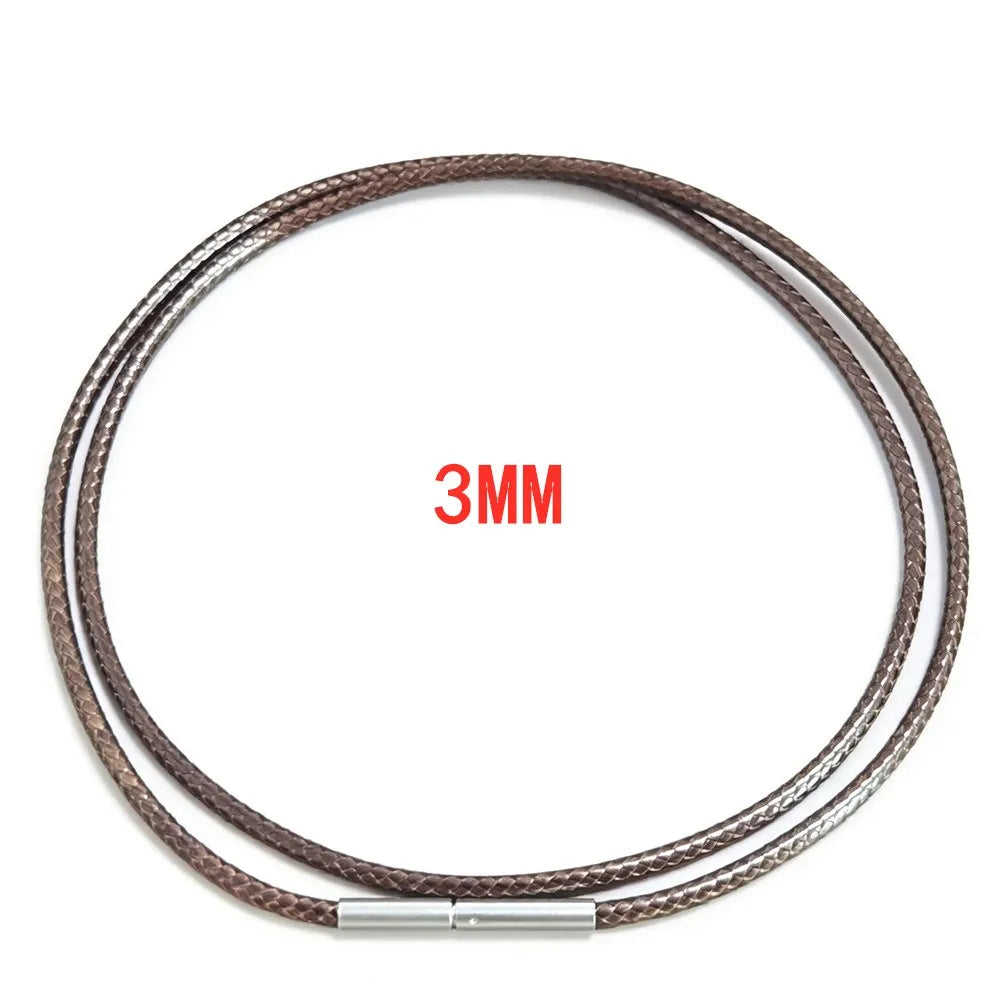 MKENDN Black Leather Chain Necklace for Diy Women Men Handmade Braid Rope Long Necklace 40/50/60/70CM Neck Pendant Chain Jewelry