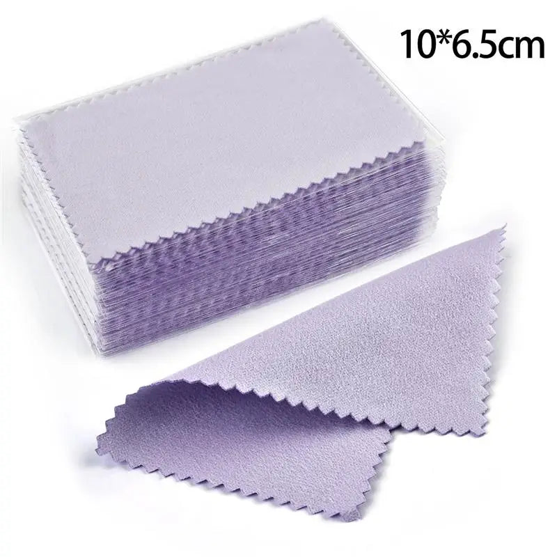 10*6.5cm/8*8cm 50pcs Silver Clean Polishing Cloth Soft Clean Wipe Wiping Cloth For Necklaces Rings Jewelry Clean Tool