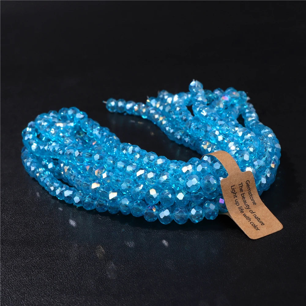 4x6MM/5X8MM Rondelle Crystal Glass Beads AB Color Faceted Loose Spacer Bead For Jewelry Making Clothing Handmade DIY 1 Strand
