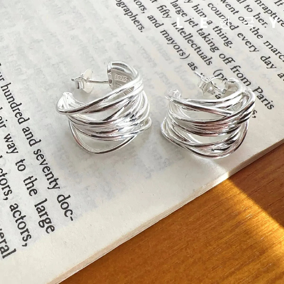 Silver Color Interware Lines Earrings For Women Sexy Girl Fashion Trendy Jewelry Cilp Earring Gift Party Wedding Pendientes