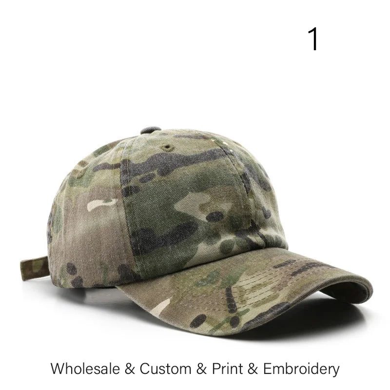 SLECKTON Custom Logo Baseball Cap Unisex Summer Camouflage Embroidery Design Brand Picture Print DIY Sun Hat for Men