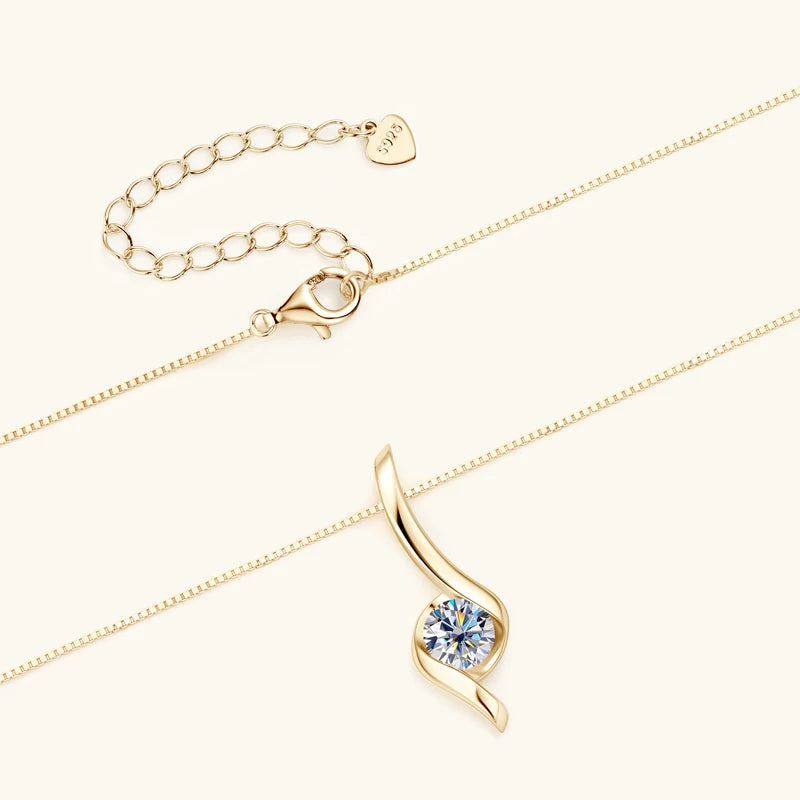 6.5mm1.0ct Real Moisanite Twist Pendant Necklace 925 Sterling Silver Pendant Chain Necklace Boutique Jewelry Gifts and Certifica