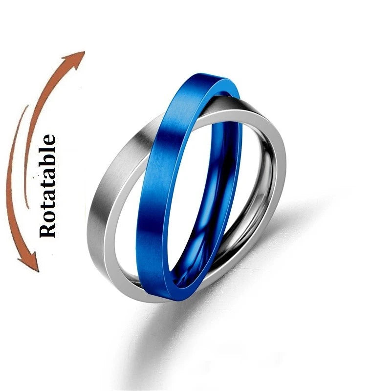 Silver Color Spinning Anxiety Rings for Men Women Star Moon Relaxing Ring 2025 Stainless Steel Anti Stress Rings Knuckle Jewelry