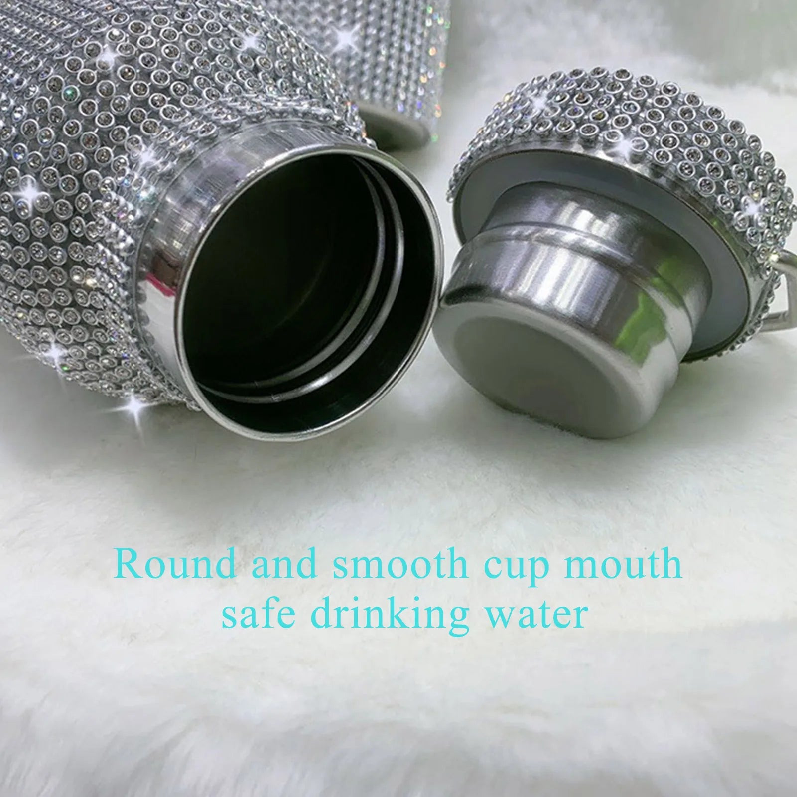 350ml/500ml/750ml Diamond Thermos Bottles Portable Glitter Water Bottle 304 Stainless Steel for Women Outdoor Traveling Products