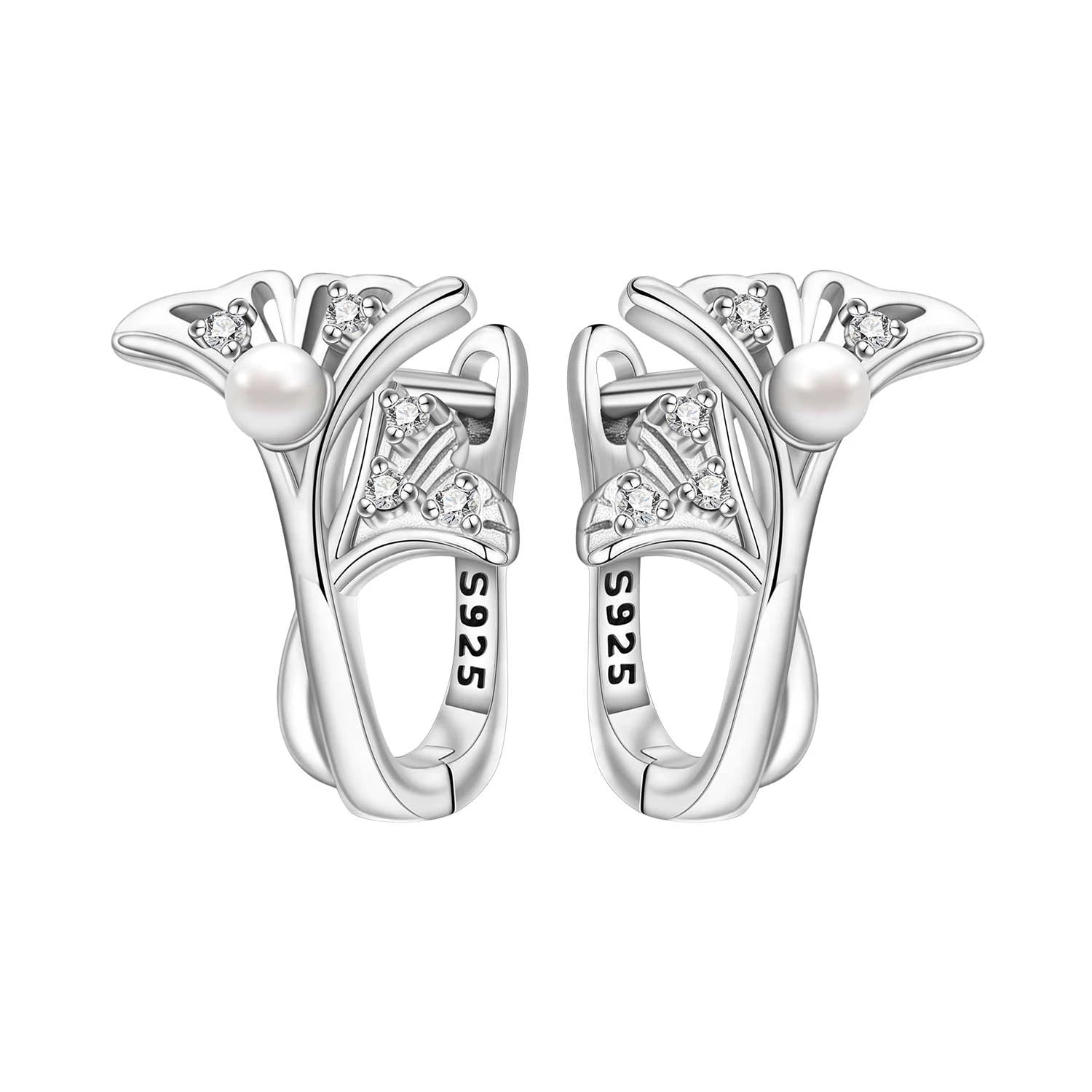 PANPOKI Original 925 Sterling Silver Blue Iris Flower Earrings Women Hoop Earring Anniversary Jewelry Trendy Gifts