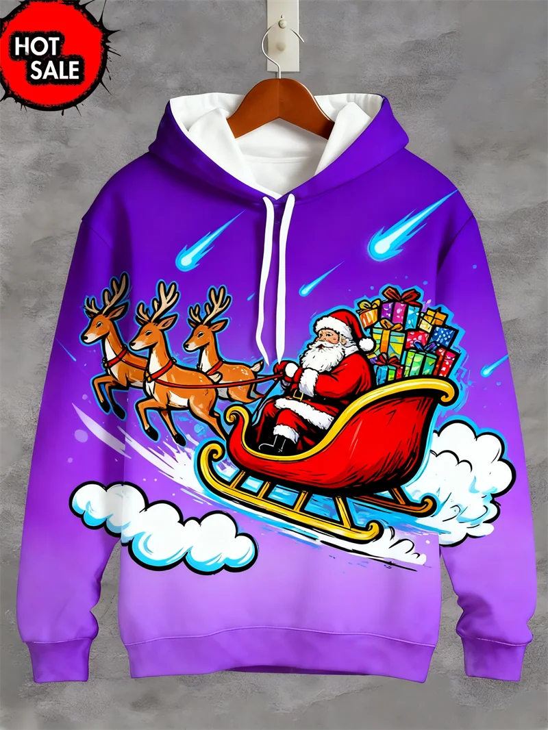 Funny Design Christmas Squirrel Deer 3D Printed Hoodies For Man Clothes Fashion New In Hoodie Santa Claus Cosplay Top Sweatshirt