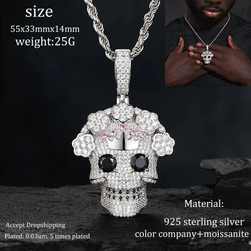 TUHE Unisex 925 Pipe Pendant Necklace Iced Out Moissanite Gold Silver Color Charm Hip Hop Fine Jewelry