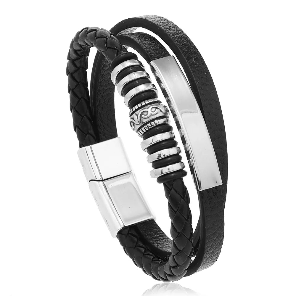Trendy Leather Bracelets For Men Bracelet 21CM Multilayer Braided Rope Bracelets for Male Jewelry Gifts - Madeinsea©