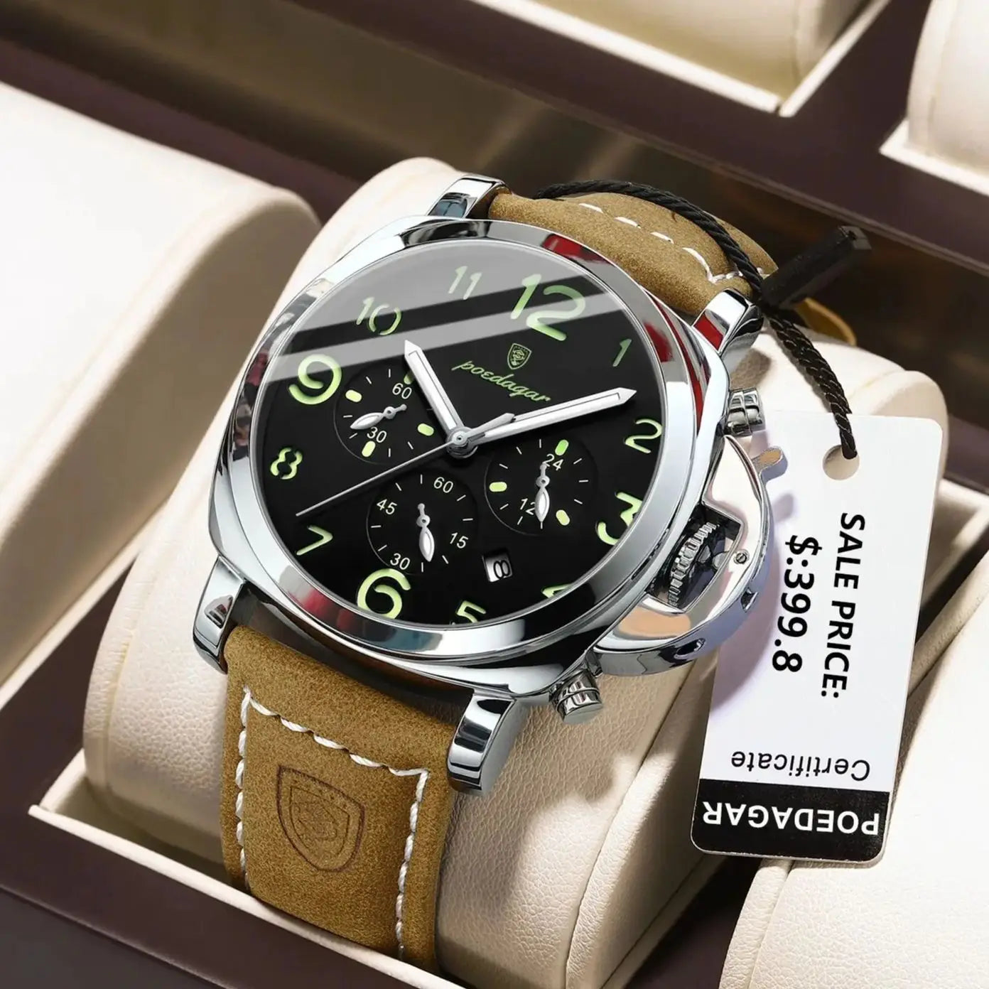 POEDAGAR Luxury Military Watch For Men Waterproof Luminous Leather Man Watch Quartz High Quality Men's Sports Watches Male Reloj - Madeinsea©