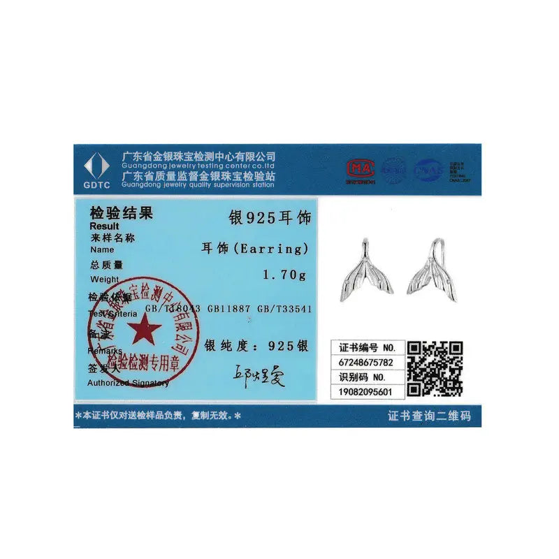 Boucles d'oreilles à tige en forme de queue de sirène en argent sterling 925 véritable BISAER avec zircon scintillant pour femme, bijoux fins, cadeaux de vacances