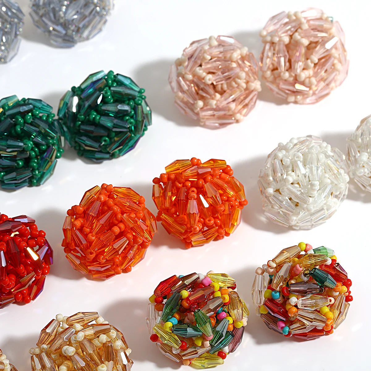 AENSOA Multicolor Crystal Seed Beads Round Stud Earrings for Women Bohemia Geometric Beaded Earrings Handmade Jewelry 2023