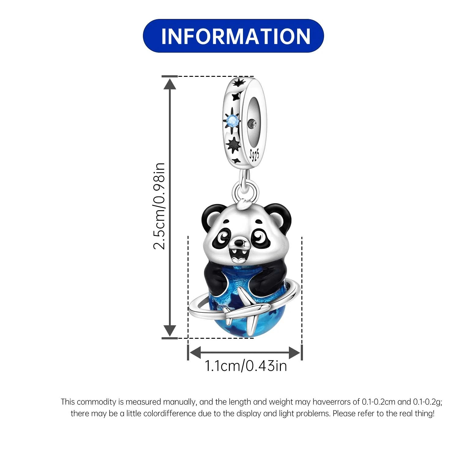 PANPOKI 925 Sterling Silver Global Travel Panda Pendant Beads Original Pendants Bracelet Charm Jewelry Party DIY Trendy Gift
