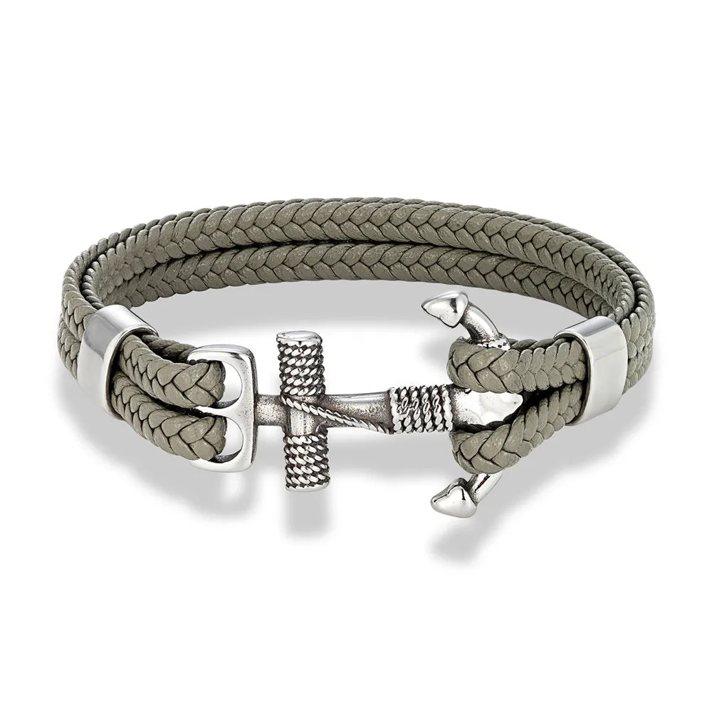 MKENDN Navy Style Men Vintage Anchor Bracelet Handmade Woven Multilayer Leather Bracelets Women Cuff Wrap Rope Wristband Gift