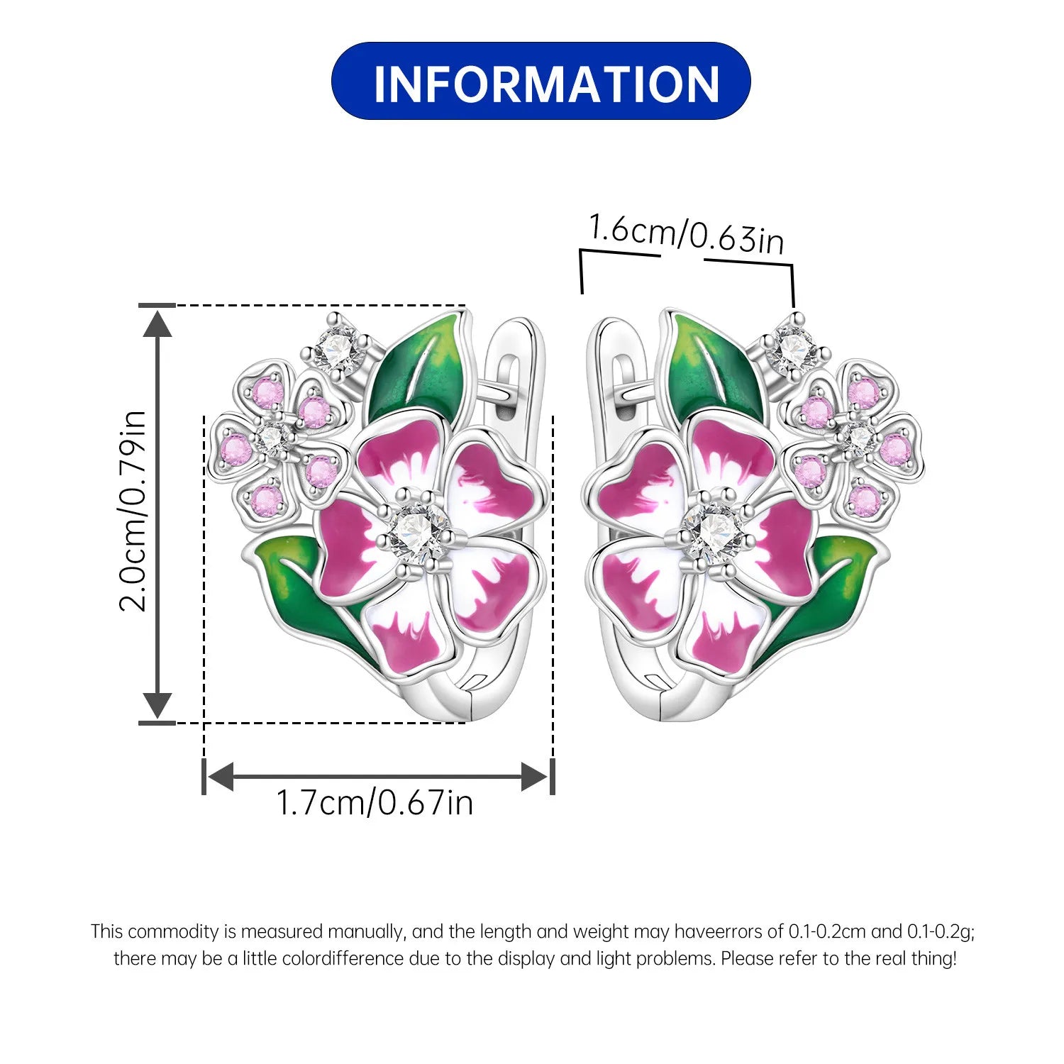 PANPOKI S925 Sterling Silver Pink Cherry Blossom Flower Earrings Versatile Hoop Earrings For Women Jewelry Original Party Gifts
